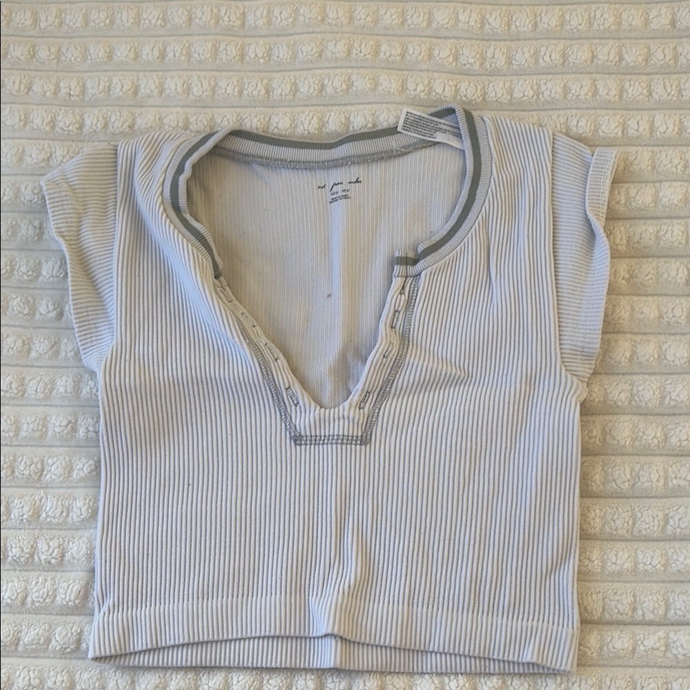 White Striped Ribbed Top